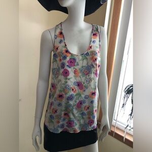 Joie Floral Silk  Pocket Tank Top Size M
